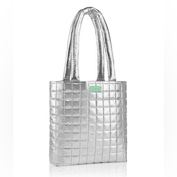 Clinique Handbags - Clinique Silver Quilted Tote Bag